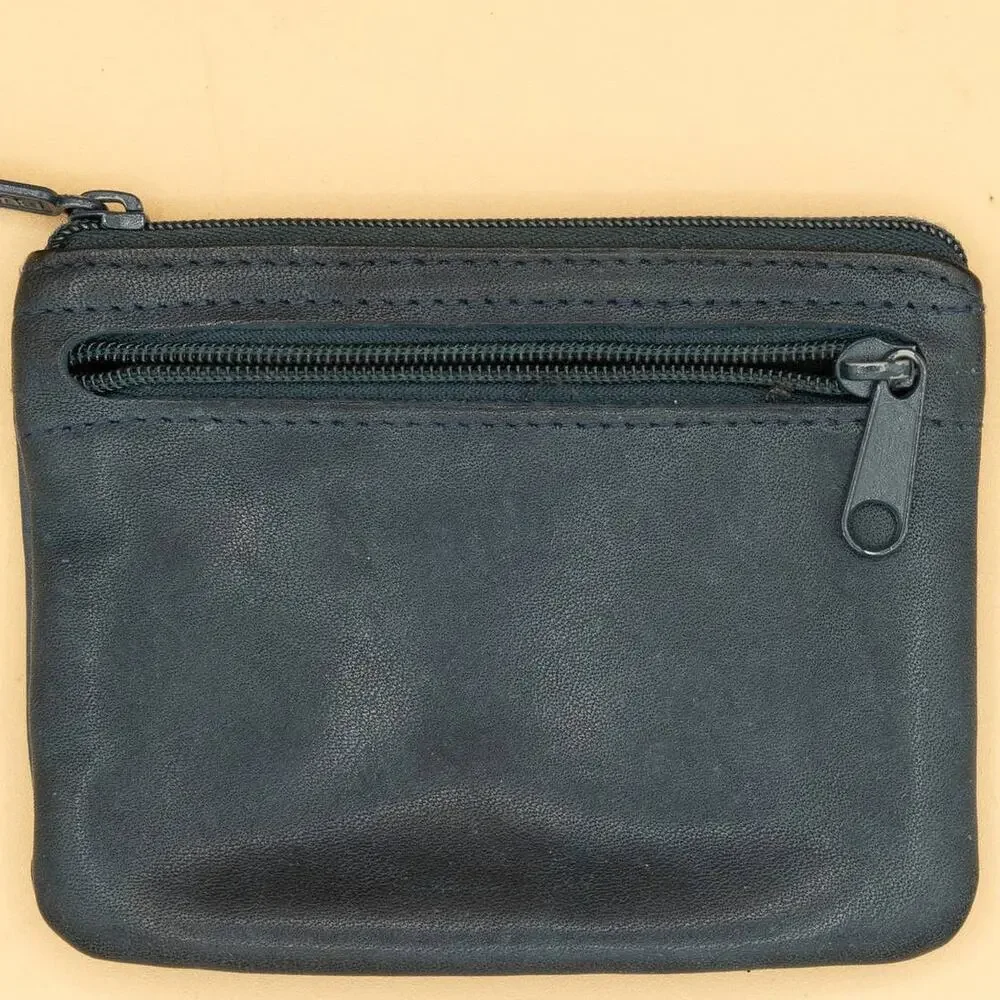 Buxton Vintage Black Leather Coin Purse with RFID